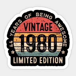 44 Years Old Vintage 1980 Limited Edition 44th Birthday Sticker